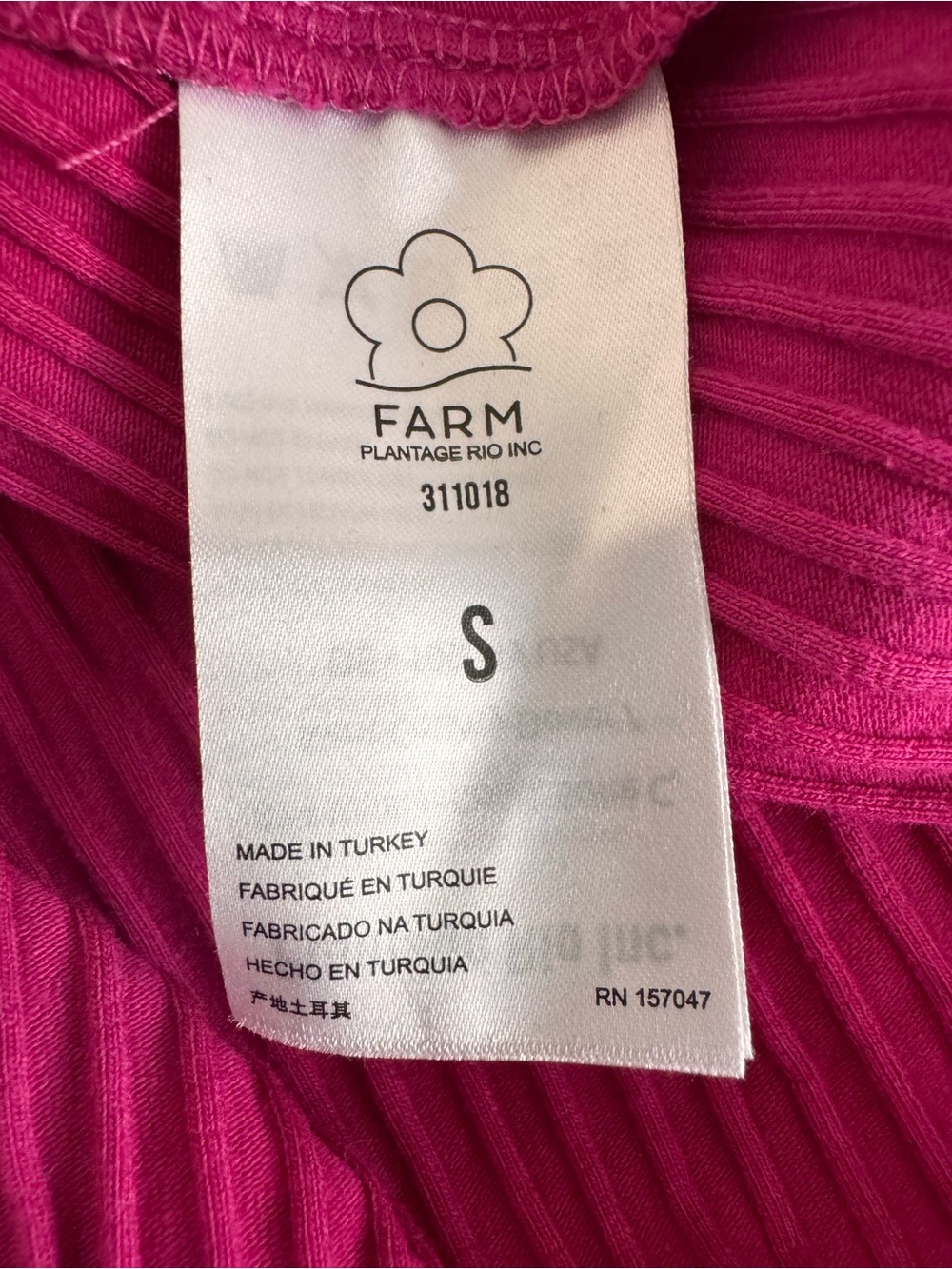 Farm Rio Fuchsia Scoop Neck Ribbed Long Sleeve Bodysuit, Size Small - Picture 6 of 8